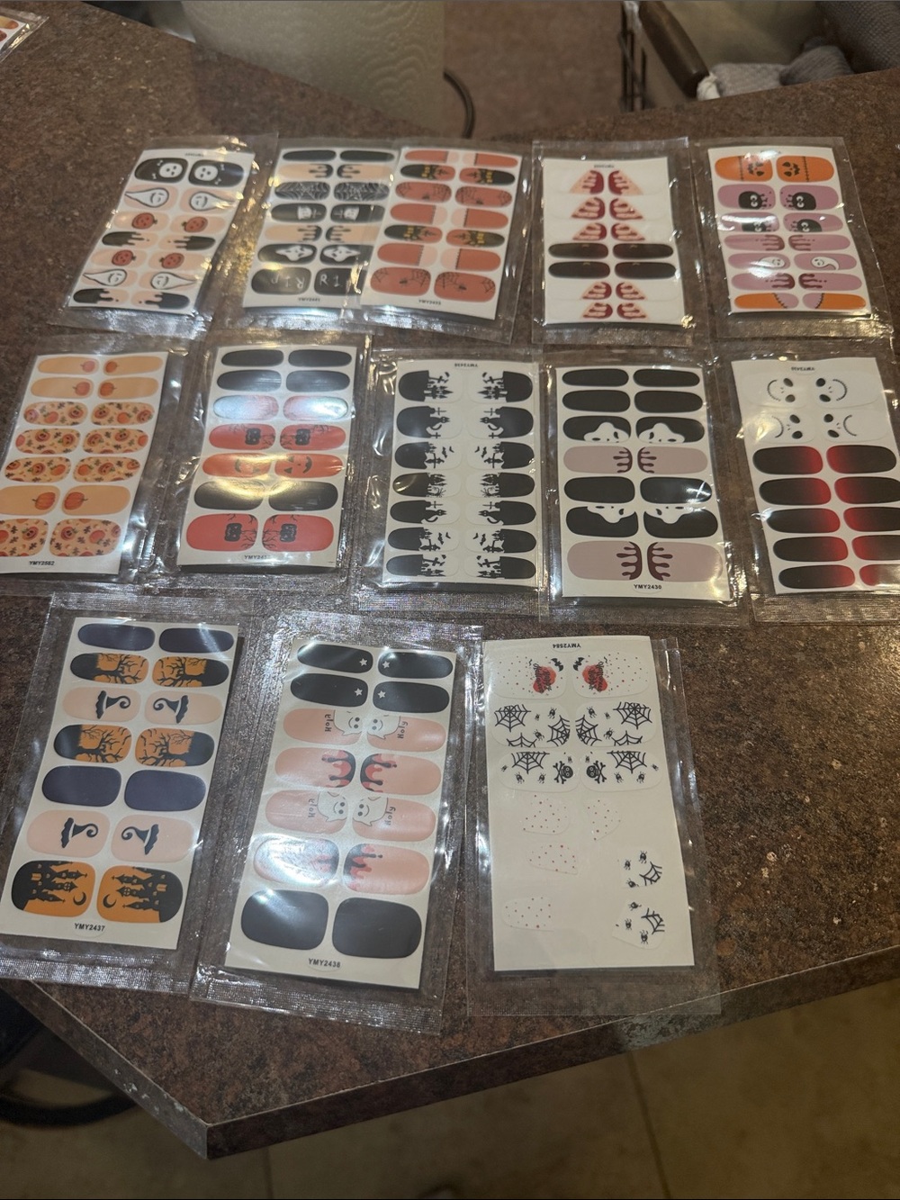 5/$25.00  Art Stickers Halloween Nail Wraps Black, Orange, White Set 12